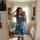 Dame Faux Todelt Denim Print Kjole