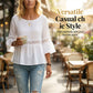 Peplum-bluse med volanger på ermene for damer