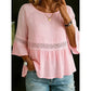 Peplum-bluse med volanger på ermene for damer