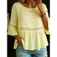 Peplum-bluse med volanger på ermene for damer