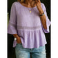 Peplum-bluse med volanger på ermene for damer