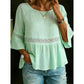 Peplum-bluse med volanger på ermene for damer