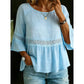 Peplum-bluse med volanger på ermene for damer