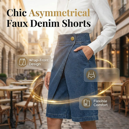 Asymmetriske shorts med vide ben for kvinner