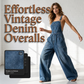 Løs denim-jumpsuit for kvinner til sommeren, med lommer