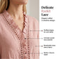 👚✨Casual damebluse med V-hals og volangkant – Enkel og feminin stil til hverdags🌸
