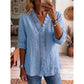 👚✨Casual damebluse med V-hals og volangkant – Enkel og feminin stil til hverdags🌸