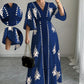 👗Elegant maxi-kjole med V-hals og mønster for kvinner