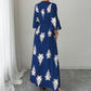 👗Elegant maxi-kjole med V-hals og mønster for kvinner