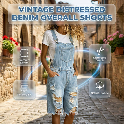 📢📢40 % RABATT !! ⏰Distressed denim-overallshorts for damer