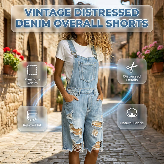 📢📢40 % RABATT !! ⏰Distressed denim-overallshorts for damer