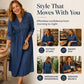 Plus size denim maxikjole med knapper for kvinner