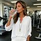 Casual ensfarget bluse med V-hals for kvinner