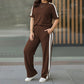 2-delers sett med kontraststriper for kvinner i fritidsstil
