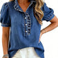 Denimtop med volangkrage for damer