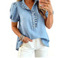 Denimtop med volangkrage for damer