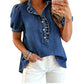 Denimtop med volangkrage for damer