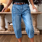 📢Mellårssalg: 50 % rabatt – kun i en begrenset periode ⏰Korte, elastiske jeans for damer i casual-stil