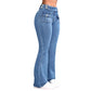 Jeans med høy midje og utvidet ben for kvinner