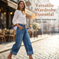 👖 50 % RABATT NÅ! 💙 Korte jeans med vid benvidde for damer – Høy midje med knapp og avslappet passform – Elastisk denim, perfekt til både uformelle og elegante antrekk ✨🌸