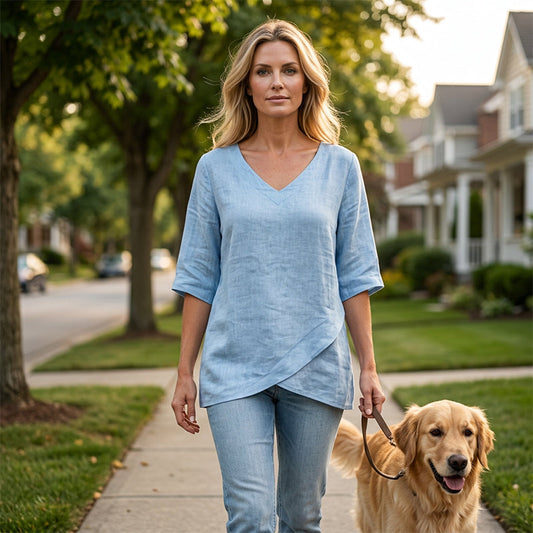 👚 50 % RABATT NÅ! 🌸 Pustevennlig, uformell V-hals-top for damer – Myk bomull og lett – Perfekt til sommeren, lag-på-lag-stiler eller uformelle dager✨🌿