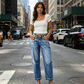 Elastiske klassiske jeans for damer