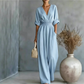 Elegant jumpsuit med V-hals og vide ben for kvinner