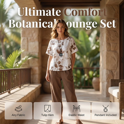 👗 50 % RABATT 🌸 Avslappet sett med mønster – Matchende topp og bukser, lett passform – Perfekt til sommeren, reiser eller et bohem-chic-look – behagelig og trendy ✨🌿