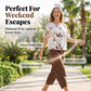 👗 50 % RABATT 🌸 Avslappet sett med mønster – Matchende topp og bukser, lett passform – Perfekt til sommeren, reiser eller et bohem-chic-look – behagelig og trendy ✨🌿