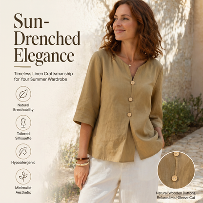 Casual damebluse med V-hals og knapper