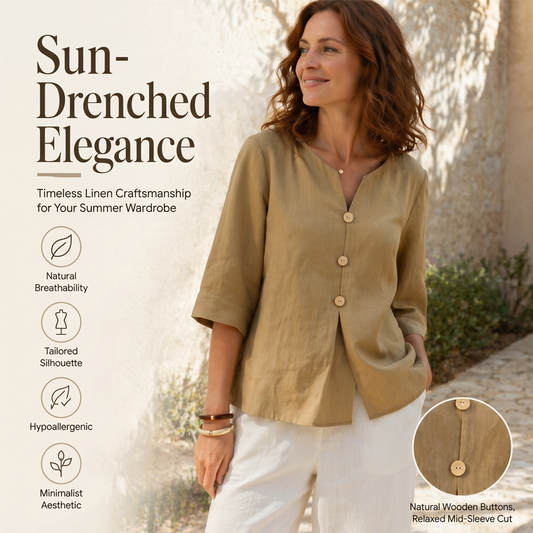 Casual damebluse med V-hals og knapper