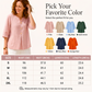 Casual damebluse med V-hals og knapper