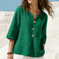 Casual damebluse med V-hals og knapper