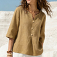 Casual damebluse med V-hals og knapper