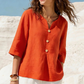 Casual damebluse med V-hals og knapper