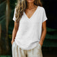 👕☀️🌿 BEGRENSET TILBUD: 50 % RABATT! V-hals-T-skjorte for damer til sommeren – Myk, pustende og lett bomullsblanding – Perfekt for avslappede dager, ærender eller rolige helgemorgener 🌸😌