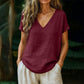 👕☀️🌿 BEGRENSET TILBUD: 50 % RABATT! V-hals-T-skjorte for damer til sommeren – Myk, pustende og lett bomullsblanding – Perfekt for avslappede dager, ærender eller rolige helgemorgener 🌸😌