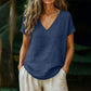 👕☀️🌿 BEGRENSET TILBUD: 50 % RABATT! V-hals-T-skjorte for damer til sommeren – Myk, pustende og lett bomullsblanding – Perfekt for avslappede dager, ærender eller rolige helgemorgener 🌸😌