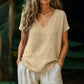 👕☀️🌿 BEGRENSET TILBUD: 50 % RABATT! V-hals-T-skjorte for damer til sommeren – Myk, pustende og lett bomullsblanding – Perfekt for avslappede dager, ærender eller rolige helgemorgener 🌸😌