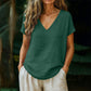 👕☀️🌿 BEGRENSET TILBUD: 50 % RABATT! V-hals-T-skjorte for damer til sommeren – Myk, pustende og lett bomullsblanding – Perfekt for avslappede dager, ærender eller rolige helgemorgener 🌸😌