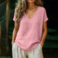 👕☀️🌿 BEGRENSET TILBUD: 50 % RABATT! V-hals-T-skjorte for damer til sommeren – Myk, pustende og lett bomullsblanding – Perfekt for avslappede dager, ærender eller rolige helgemorgener 🌸😌