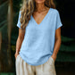 👕☀️🌿 BEGRENSET TILBUD: 50 % RABATT! V-hals-T-skjorte for damer til sommeren – Myk, pustende og lett bomullsblanding – Perfekt for avslappede dager, ærender eller rolige helgemorgener 🌸😌