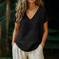 👕☀️🌿 BEGRENSET TILBUD: 50 % RABATT! V-hals-T-skjorte for damer til sommeren – Myk, pustende og lett bomullsblanding – Perfekt for avslappede dager, ærender eller rolige helgemorgener 🌸😌