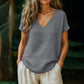 👕☀️🌿 BEGRENSET TILBUD: 50 % RABATT! V-hals-T-skjorte for damer til sommeren – Myk, pustende og lett bomullsblanding – Perfekt for avslappede dager, ærender eller rolige helgemorgener 🌸😌