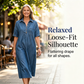 Løstsittende denimskjortekjole for kvinner