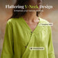 Casual bluse med V-hals og knapper foran for damer