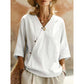 Casual bluse med V-hals og knapper foran for damer