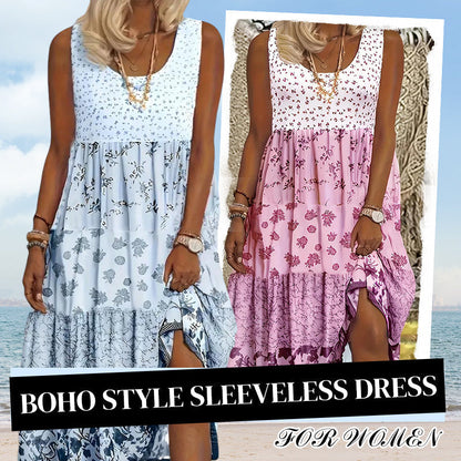 Ermeløs kjole i boho-stil for kvinner