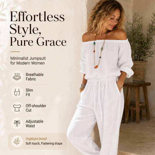 ✨ Elegant jumpsuit for damer med off-shoulder-design – komfortabel, stilig og enkel å ha på seg