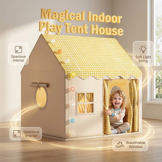 🏰50 % RABATT NÅ! ⏰ Leketelt i form av et slott for barn – Romslig og enkelt å sette opp – Pustende stoff, perfekt for moro både inne og ute – stimulerer fantasifull lek ✨🧸